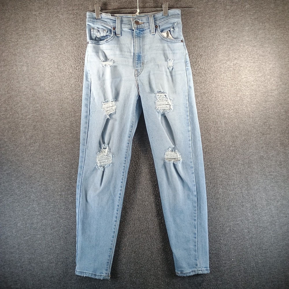 Levi's High Waisted Mom Jeans Women 25 Light Wash Distressed Casual Light Wash
